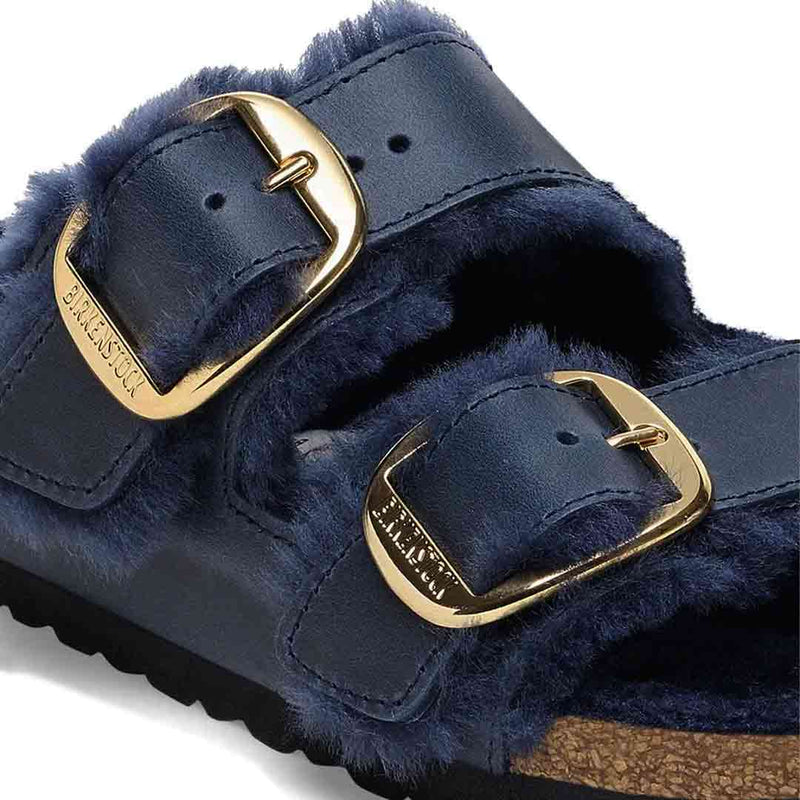 Birkenstock - Women's Arizona Big Buckle Shearling Oiled Leather Slides (Narrow) (1023139)