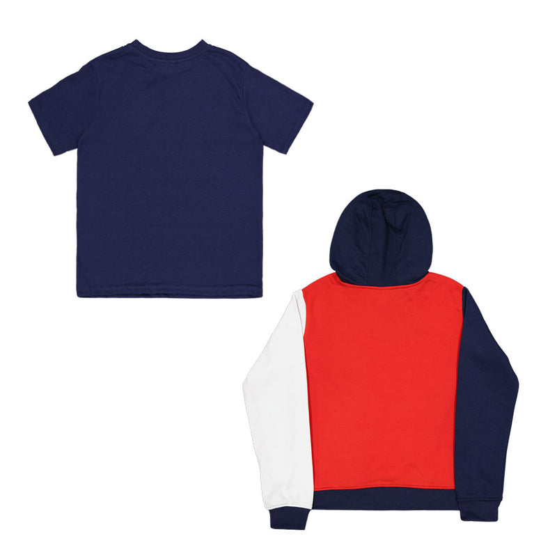 FILA Kids Junior 2 Piece Core Hoodie T Shirt Set 82FB70 RED