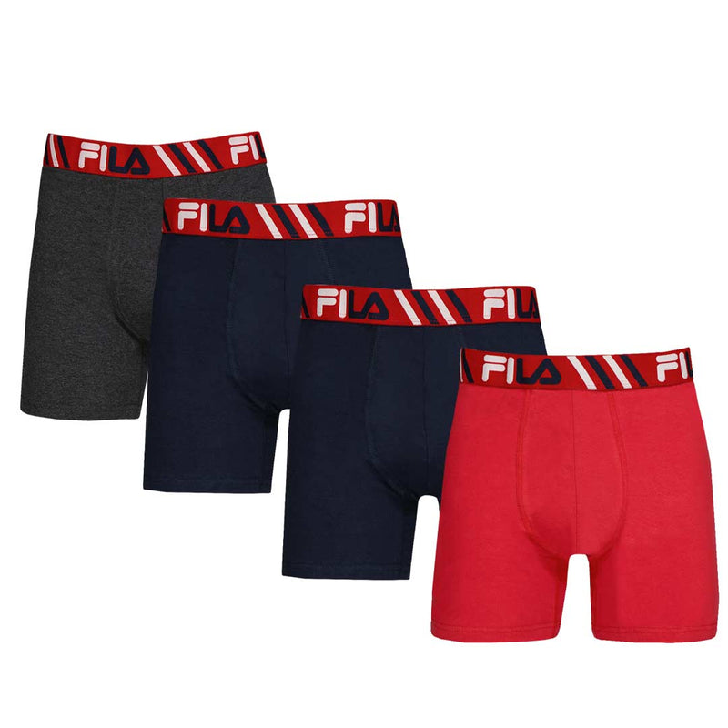 FILA - Men's Ultra Soft Cotton 4 Pack Boxer Brief (FM412BXCS16 600)