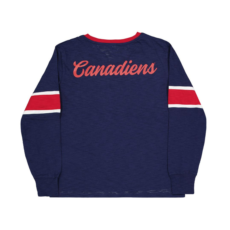 Fanatics - T-shirt à manches longues emblématique des Canadiens de Montréal pour femme (3ZCD EM87 2K 3NB)