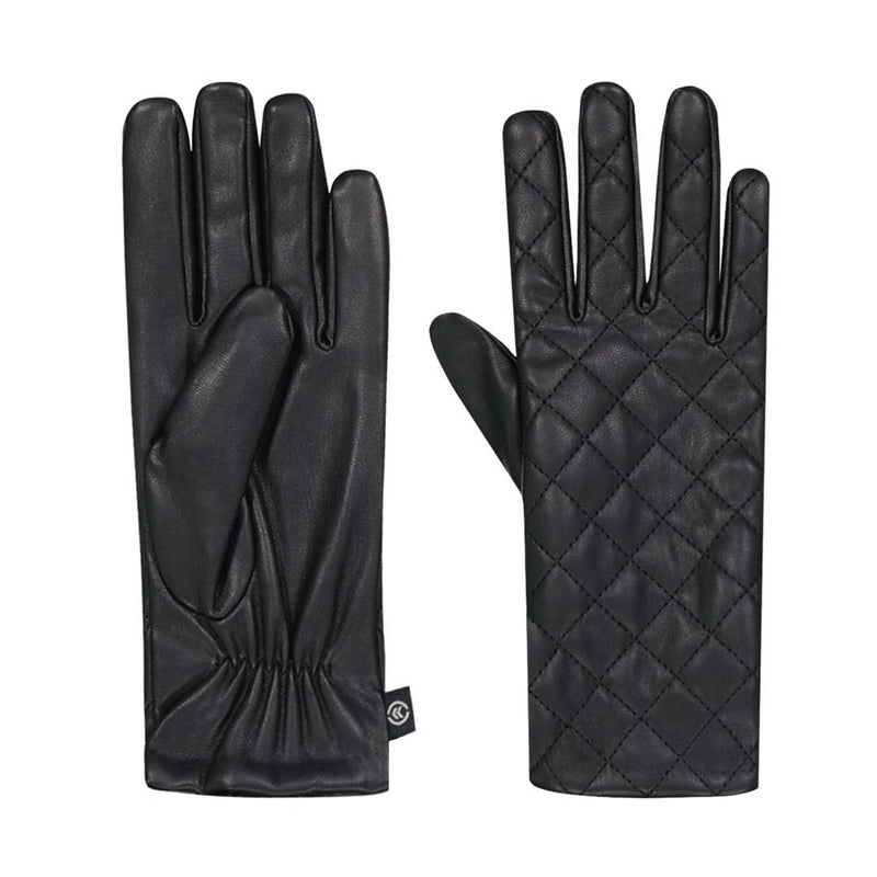 Isotoner - Gants en similicuir nappa matelassé diamant pour femme (20585 BLK)