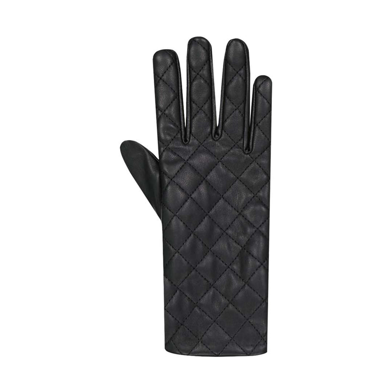 Isotoner - Gants en similicuir nappa matelassé diamant pour femme (20585 BLK)