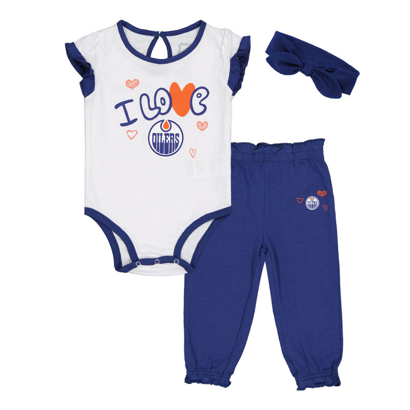 NHL - Girls' (Infant) Edmonton Oilers "I Love Hockey" Creeper Set (HK5I1FEFHF22 OIL)