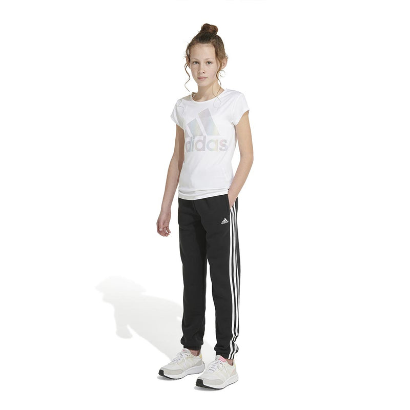 adidas - Pantalon en molleton de coton à 3 bandes et taille élastique pour fille (Junior) (IQ6048)