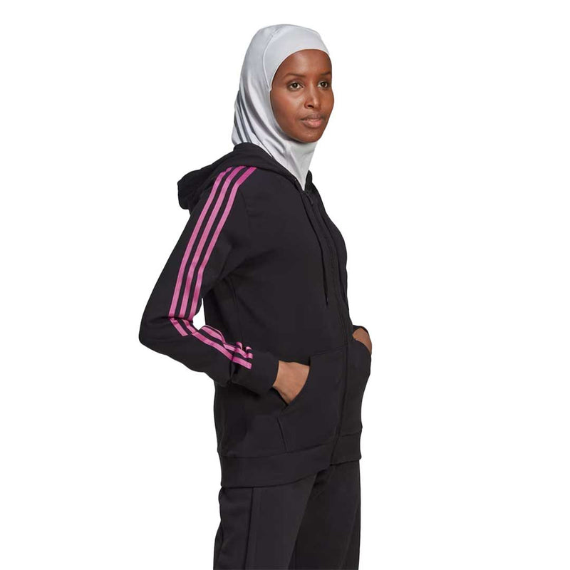 adidas - Sweat à capuche zippé Essentials 3 bandes pour femme (HL2058)