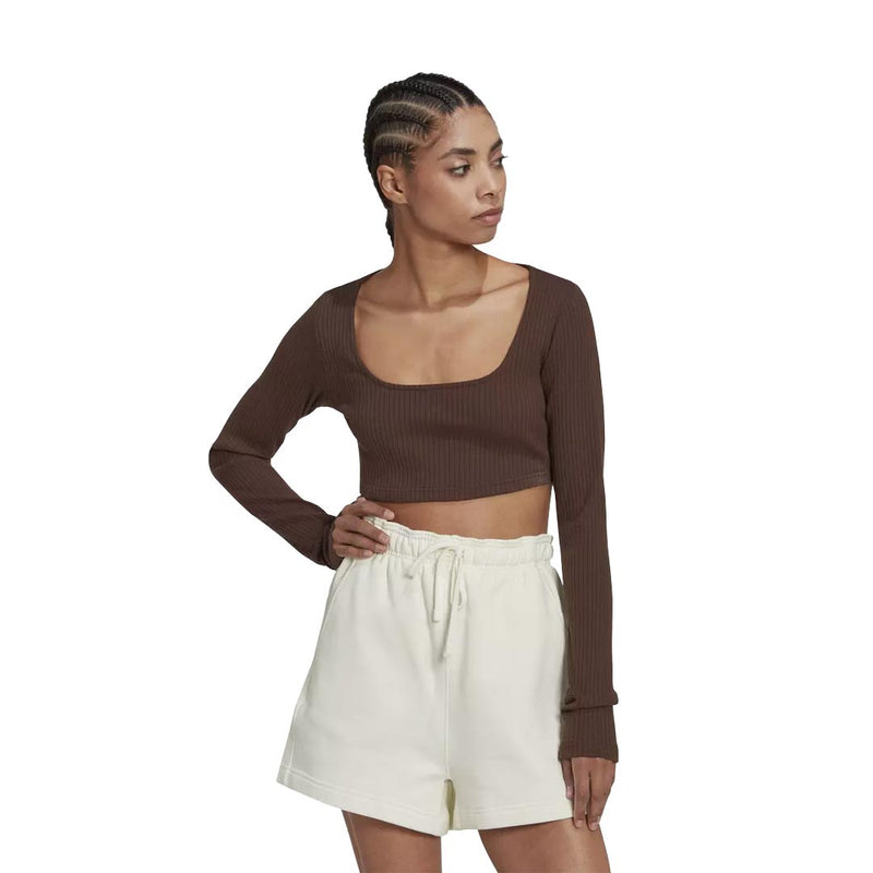 adidas - Women's Studio Lounge Ribbed Cropped T-Shirt (HN0678