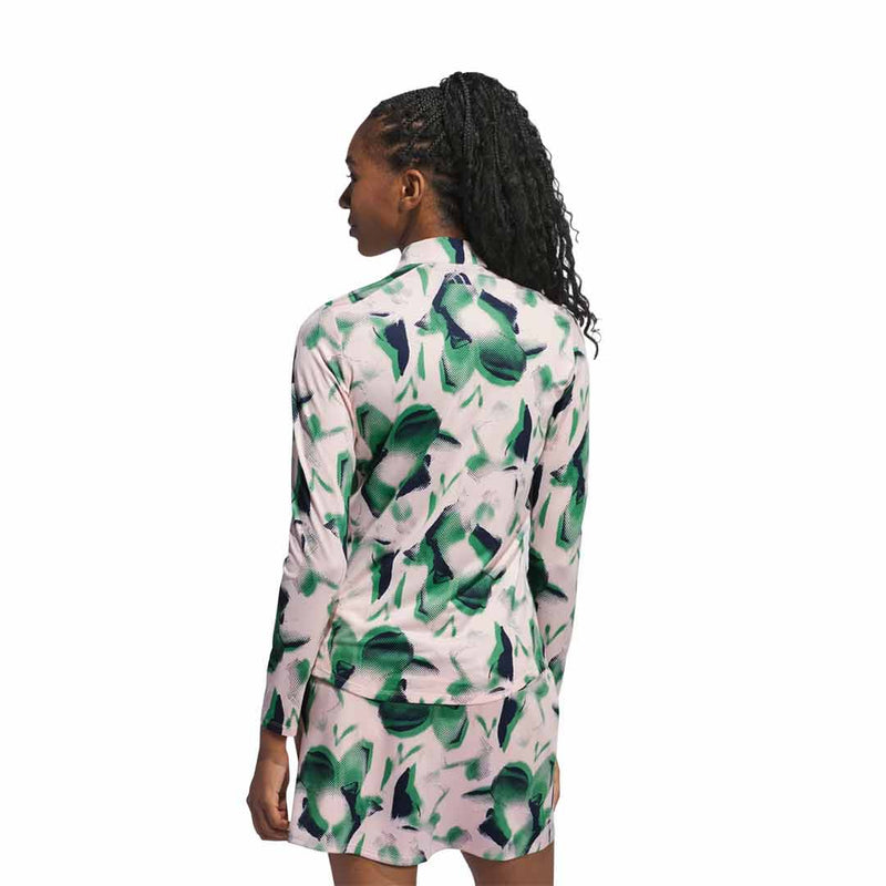 adidas - Women's Ultimate365 Printed 1/4 Zip Mock-Neck Long Sleeve Polo (IS9729)