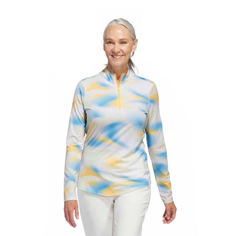 adidas - Women's Ultimate365 Printed 1/4 Zip Mock-Neck Long Sleeve Polo (IP4259)