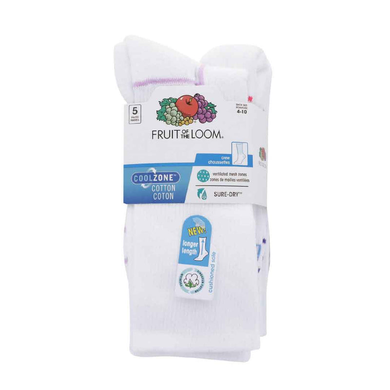 Fruit Of The Loom - Lot de 5 paires de chaussettes mi-mollet pour femme (FRW10571M5MQC02-WHT)