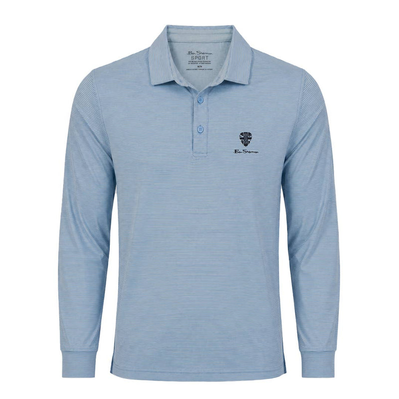 Ben Sherman - Men's Mini Stripe Long Sleeve Polo (624001418 BLU)