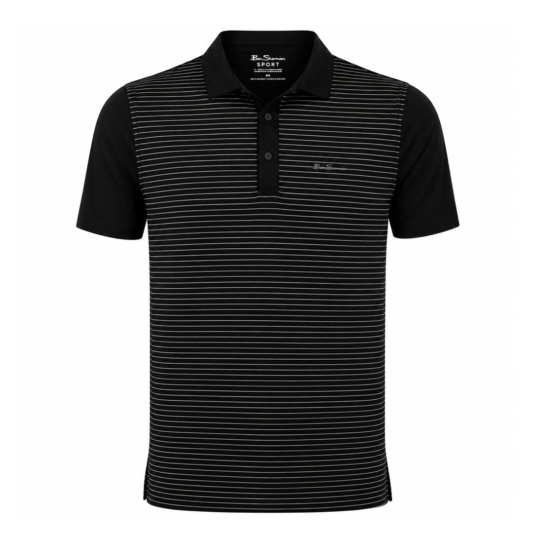 Ben Sherman - Men's Mini Stripes Color Block Polo (G7227ADG BLK