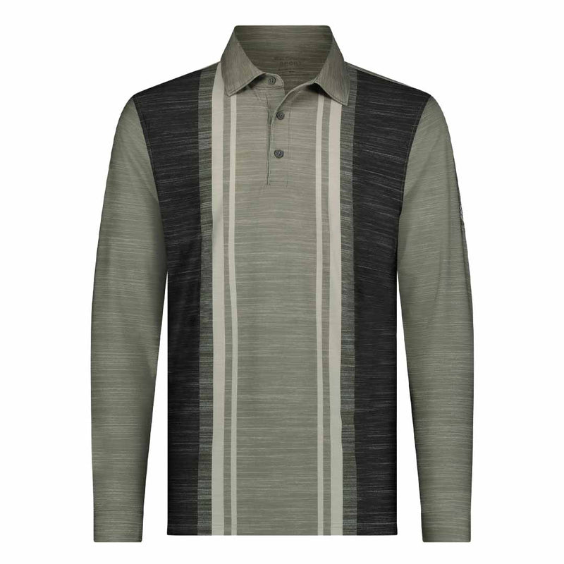 Ben Sherman - Men's Vertical Stripes Melange Long Sleeve Polo (624001420 GRY)