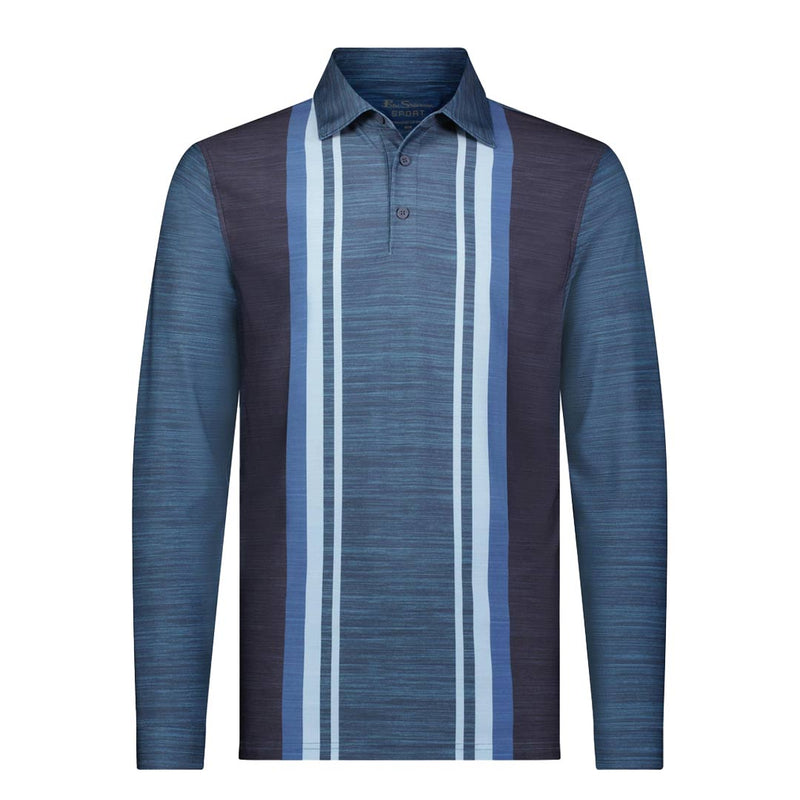 Ben Sherman - Men's Vertical Stripes Melange Long Sleeve Polo (624001420 SEA)