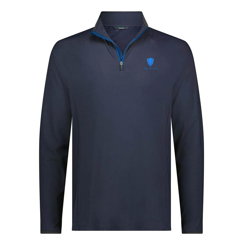 Ben Sherman - Men's Solid Pique 1/4 Zip Pullover (624002176 NVY)