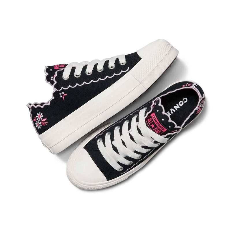 Converse - Women's Chuck Taylor All Star Lift Platform Embroidered Flowers Low Top Shoes (A13529C)