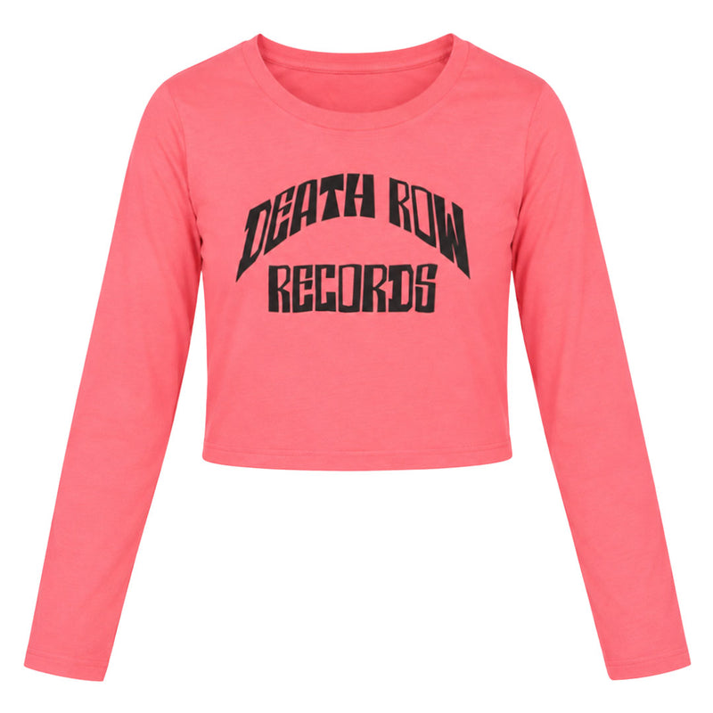 Crooks & Castles - Women's Death Row Records Cropped Long Sleeve T-Shirt (2DRL01711 CORAL)