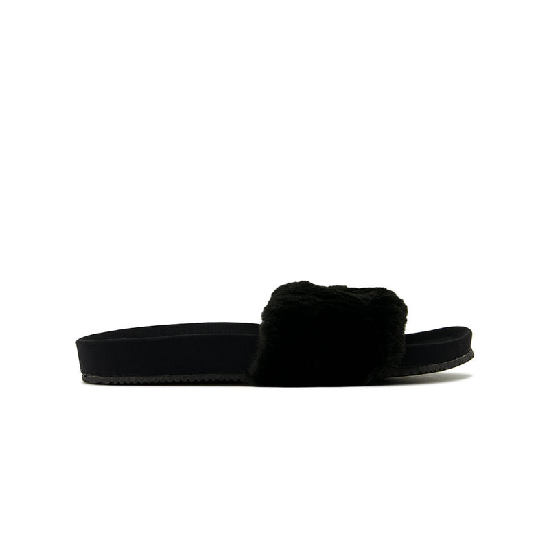 Dakota Fleece - Women's Fur Slides (FLF4287ADF BLK)