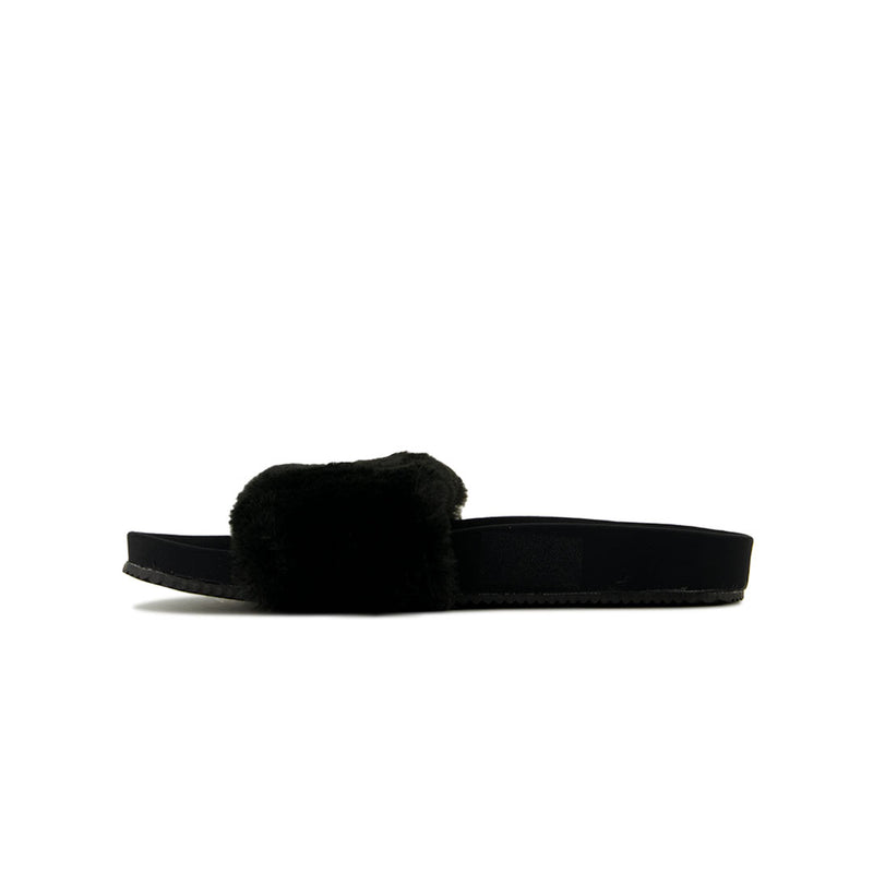 Dakota Fleece - Women's Fur Slides (FLF4287ADF BLK)