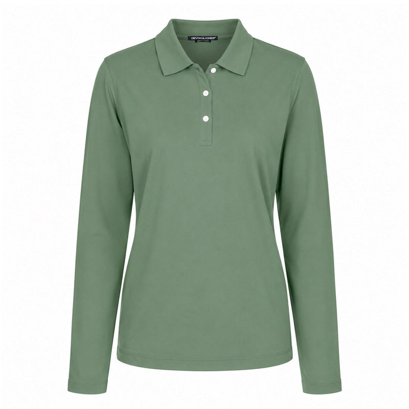 Devon & Jones  - Women's Pima Pique Long Sleeve Polo (D110W DILL)
