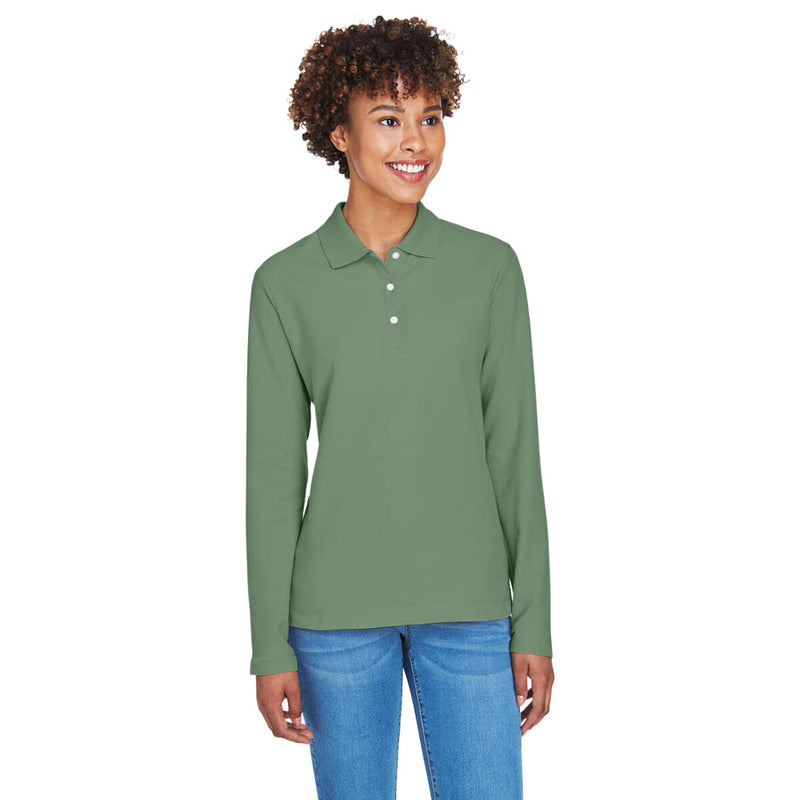 Devon & Jones  - Women's Pima Pique Long Sleeve Polo (D110W DILL)
