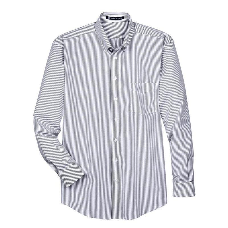 Devon & Jones - Men's Crown Collection Banker Stripe Woven Dress Shirt (D645 54)