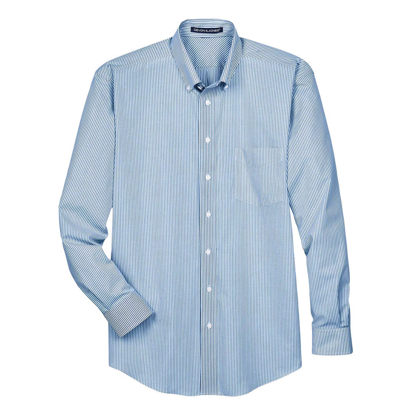 Devon & Jones - Men's Crown Collection Banker Stripe Woven Dress Shirt (D645 55)