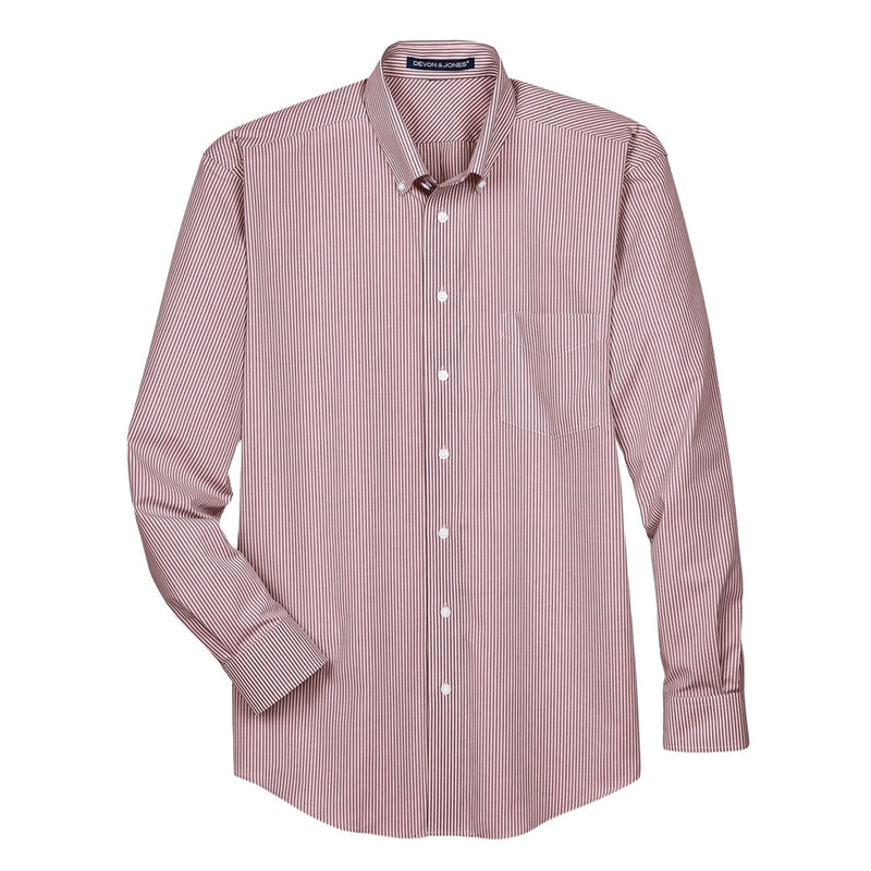 Devon & Jones - Men's Crown Collection Banker Stripe Woven Dress Shirt (D645 60)