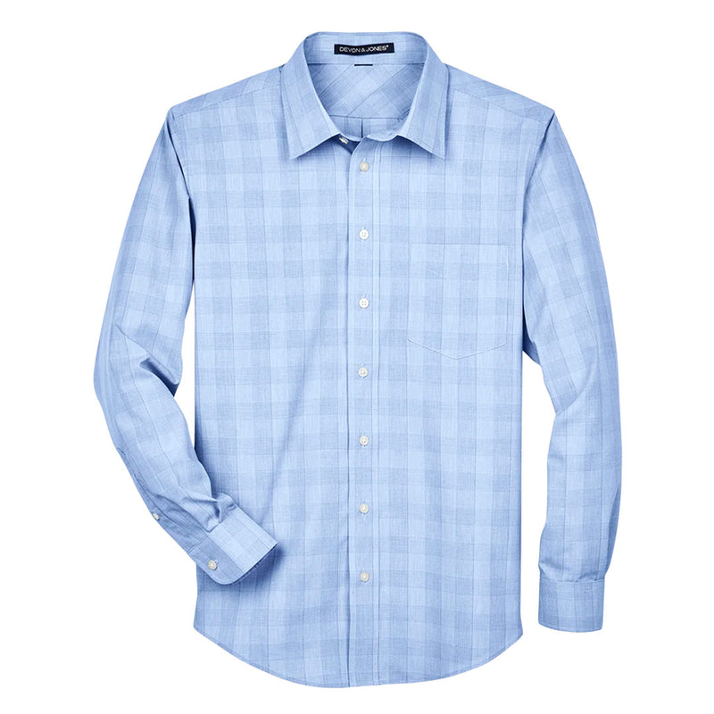 Devon & Jones - Men's Crown Collection Glen Plaid Woven Dress Shirt (DG520 85)