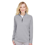 Devon & Jones - Women's Crownlux Performance Micro-Stripe Quarter Zip Pullover (DG480W BLK)