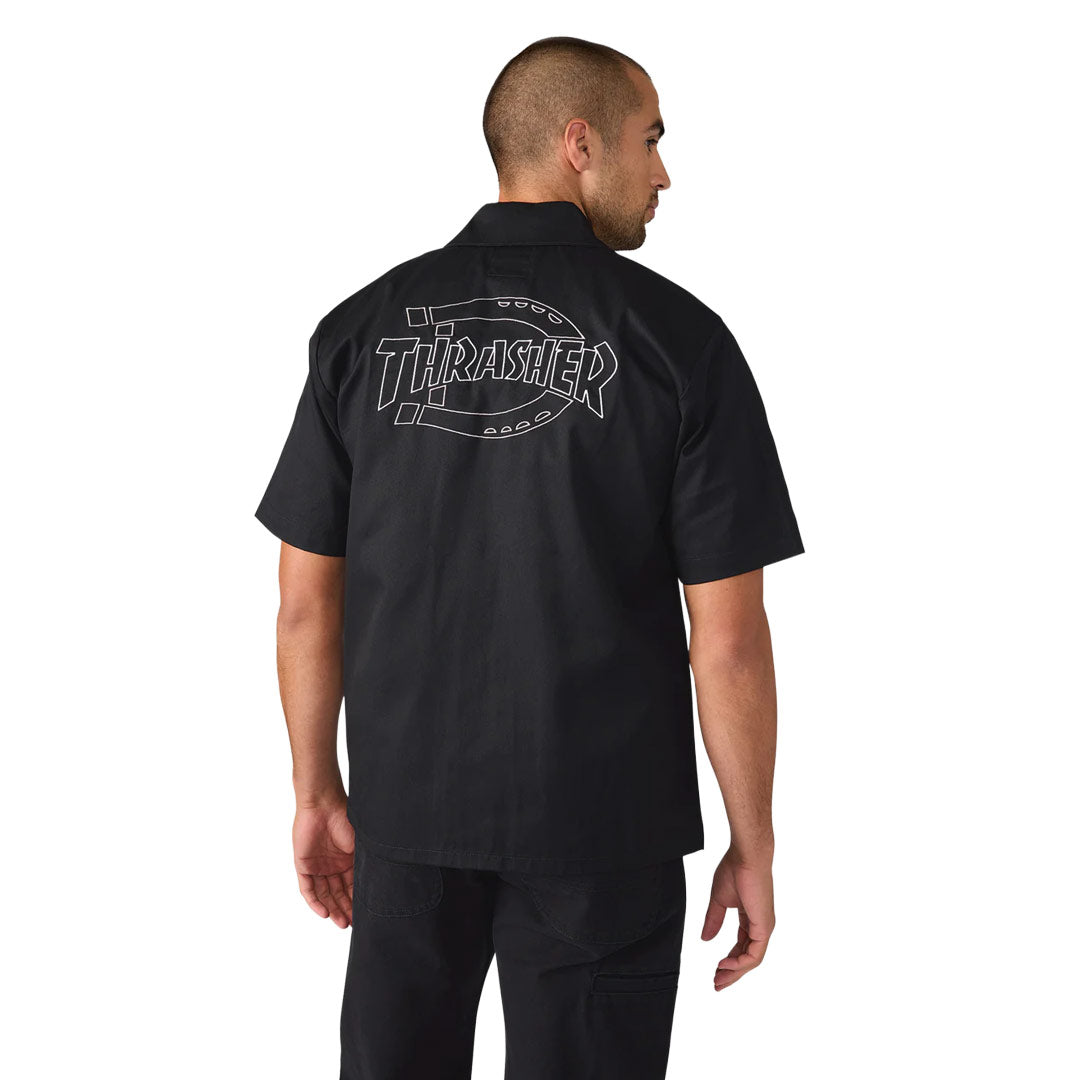 Dickies THRASHER ベースボールシャツ ワークシャツ L コラボ Dickies - Men's Dickies x Thrasher Woven Twill Short Sleeve Work