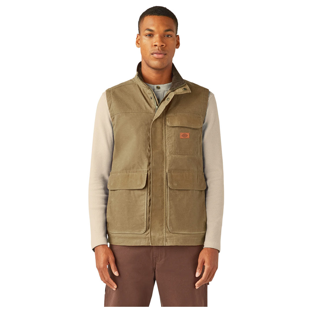 Dickies - Men's Fully Waxed Blanket Lined Woven Duck Canvas Vest