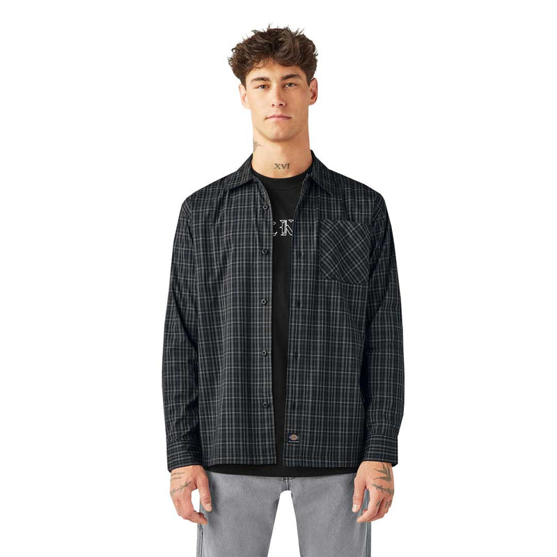Dickies - Men's Woven Plaid Poplin Long Sleeve Shirt (A85SFBLK)