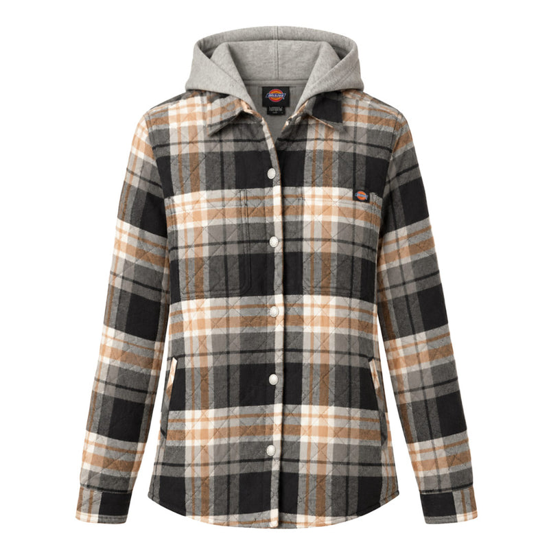 Dickies - Women's Quilted Woven Flannel Hooded Shirt Jacket (FJ076BLK)