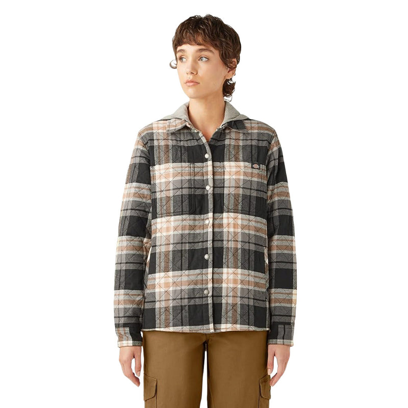 Dickies - Women's Quilted Woven Flannel Hooded Shirt Jacket (FJ076BLK)