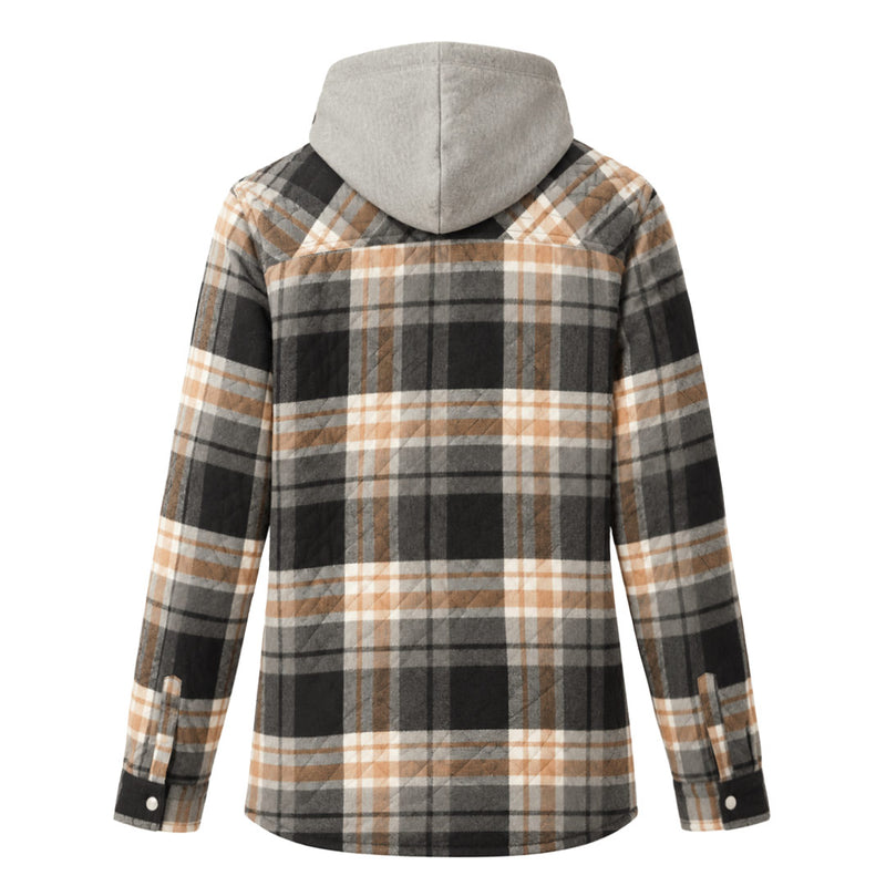 Dickies - Women's Quilted Woven Flannel Hooded Shirt Jacket (FJ076BLK)