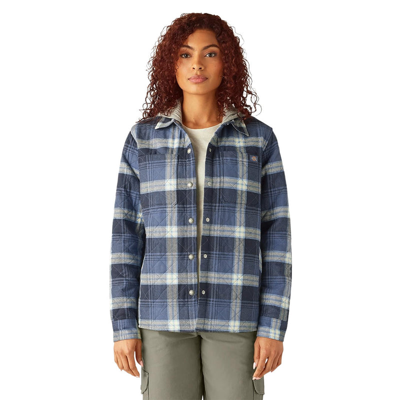 Dickies - Women's Quilted Woven Flannel Hooded Shirt Jacket (FJ076RI2)