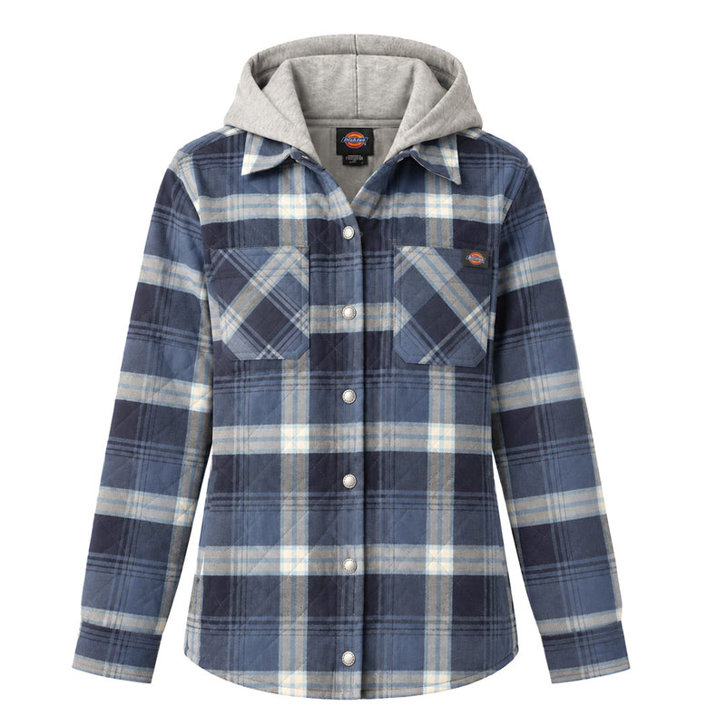 Dickies - Women's Quilted Woven Flannel Hooded Shirt Jacket (FJ076RI2)