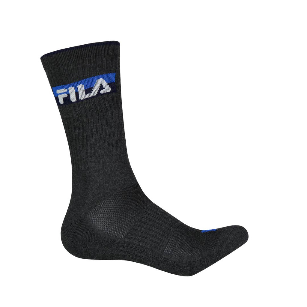 FILA - Men's 3 Pack Athletic Crew Socks (FW0103 BLKGRYCHAR)