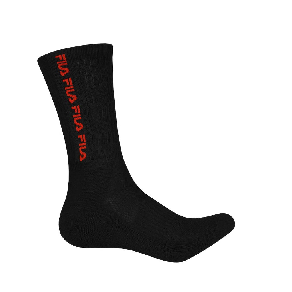FILA - Men's 3 Pack Athletic Crew Socks (FW0125 BLKRED)