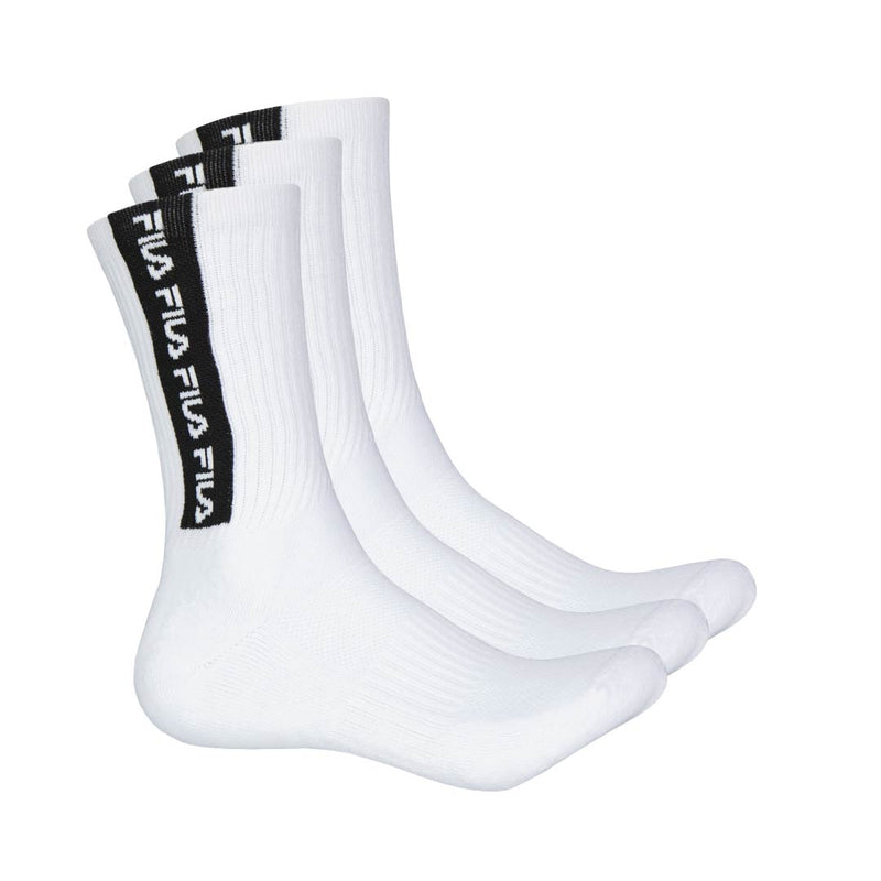 FILA - Men's 3 Pack Athletic Lifestyle Crew Socks (FW0125 WHTBLK)