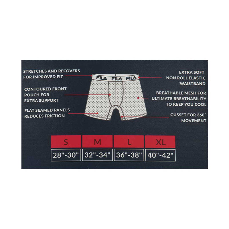 FILA - Men's 4 Pack Boxer Brief (FM412BXPB9 410)
