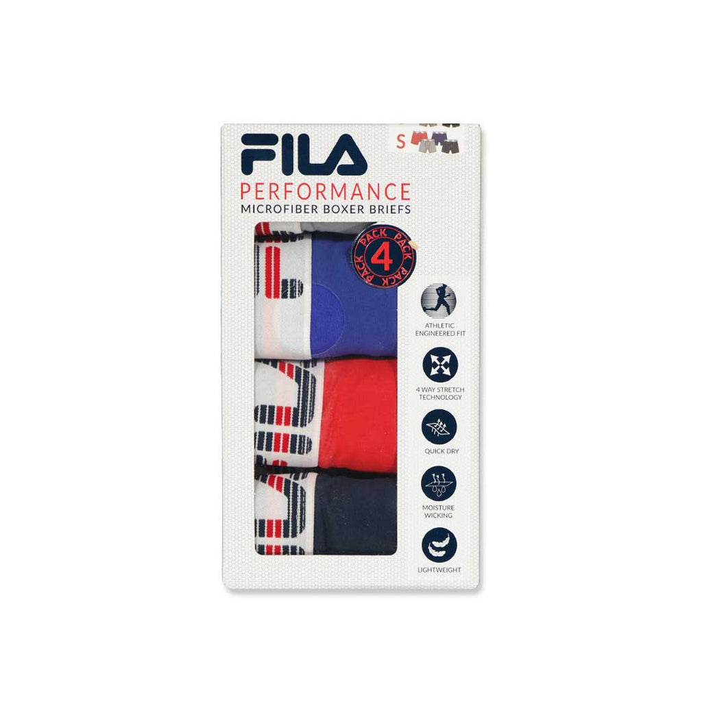 FILA - Lot de 4 boxers en élasthanne pour hommes (FM412BXPB13 700) 