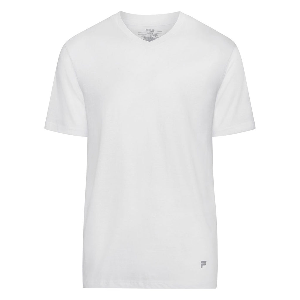 FILA - Lot de 4 t-shirts en jersey à col en V pour hommes (FM0115CT 100) 