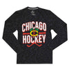 Fanatics - T-shirt chiné à manches longues pour homme des Blackhawks de Chicago (3985 NDG1 2AE 0K1)