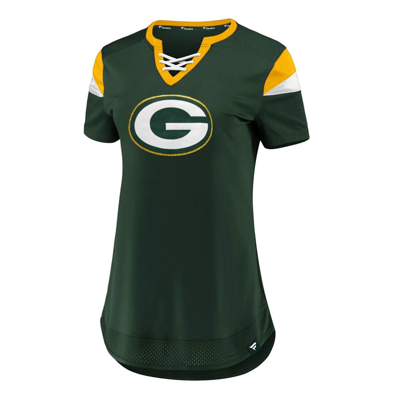 Fanatics - Women's Green Bay Packers Aaron Rodgers Draft Me Lace-Up T-Shirt (3Z25 A817 7TF 2DA)