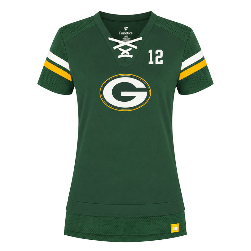 Fanatics - Women's Green Bay Packers Aaron Rodgers Lace Up T-Shirt (MABE-PACKERS-RODGERS-LACEUP)