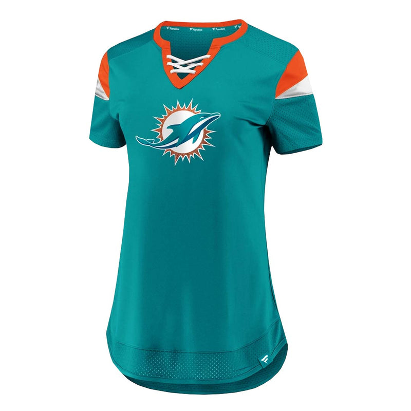Fanatics - Women's Miami Dolphins Draft Me Lace-Up T-Shirt (3Z25 A823 9P D6J)