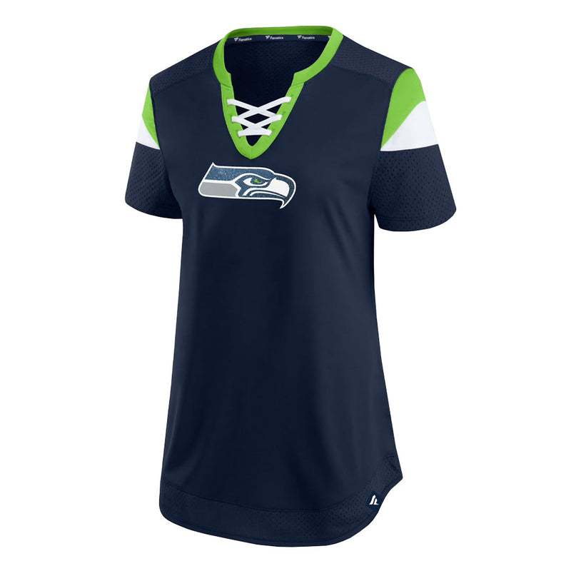 Fanatics - Women's Seattle Seahawks Russell Wilson Draft Me Lace-Up T-Shirt (3Z25 A789 78F 2DA)
