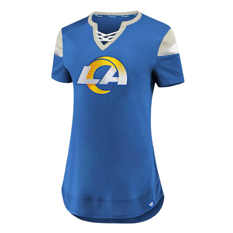 Fanatics - Women's Los Angeles Rams Draft Me Lace-Up T-Shirt (3Z25 02K 95 D6J)