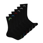 Head - Men's Cushion 6 Pack Crew Socks (HMHE035 BLK)